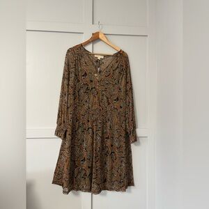 NWT Michael Kors Paisley Long Sleeve Smocked Dress